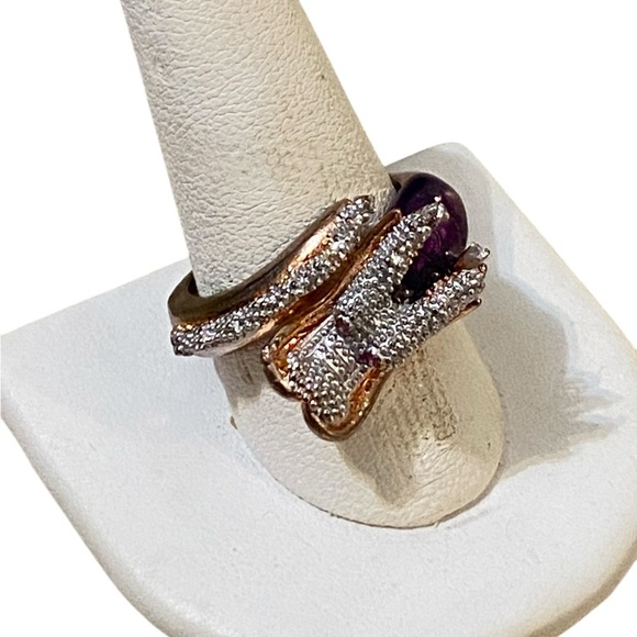 Free People Rhinestone Dragon Ring With Pink Jewel Eyes Rose Gold Color Y2k 10 - Picture 1 of 8